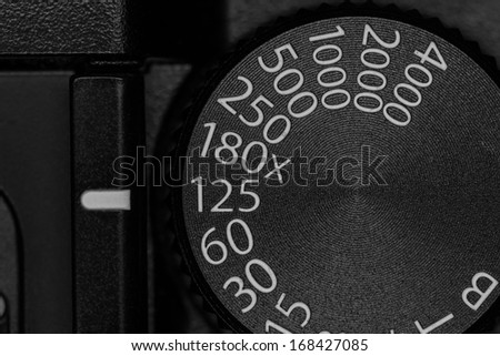 Shutter speed dial on a old style single lens reflex SLR camera