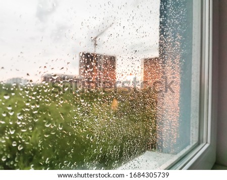 Drops on window, rain spray