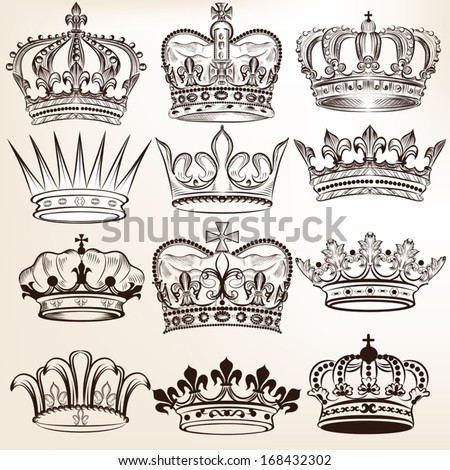 Vector set of  crowns for your heraldic design