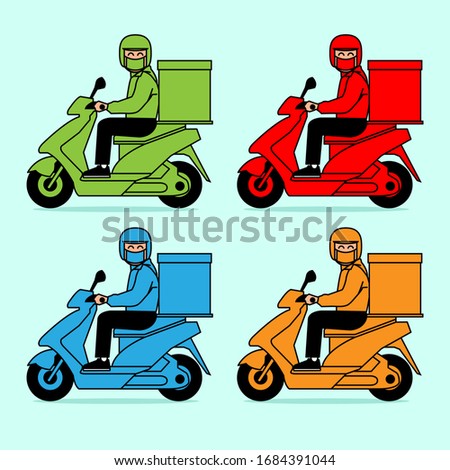 Riding motorcycle shipping fast delivery vector illustration design 