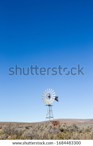 Close up view of a a windpomp / windmill in the Karoo in the western cape of south africa