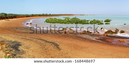 Large panorama of an Australian coastal landscape - picture taken in bird reserve nearby Broome