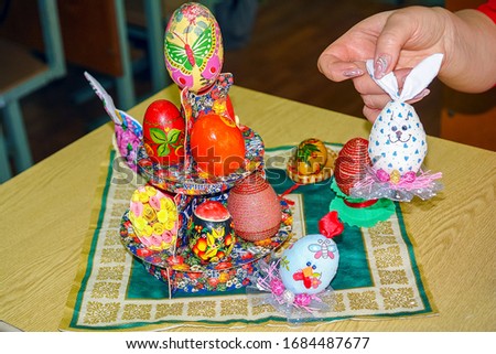 Beautiful Multicolored Easter eggs decorated by hand