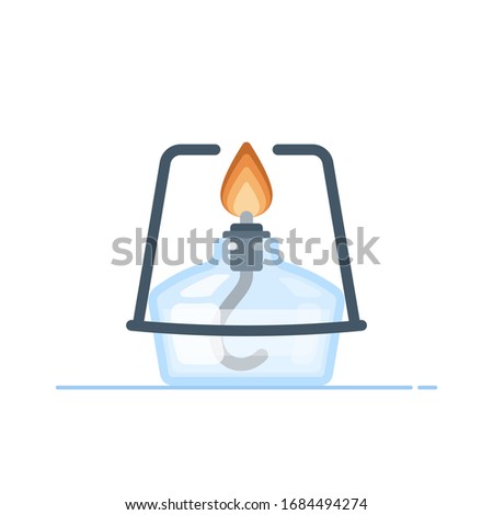 Scientific alcohol burner illustration. Vector flat design.