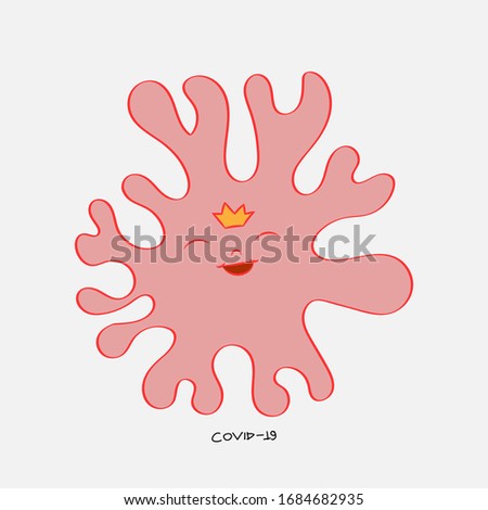 Covid19 vector concept art for cartoon in red color