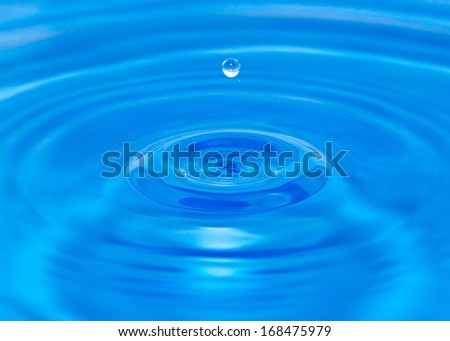 abstract background. drop falls in blue water