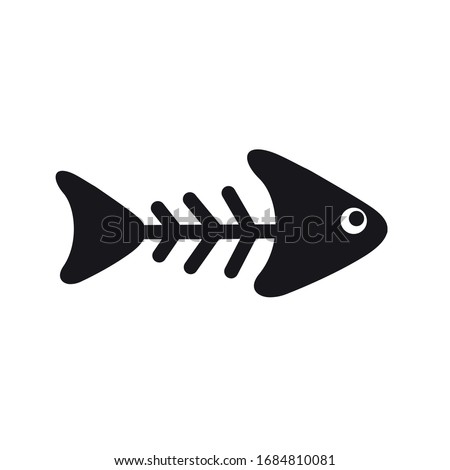 Fish skeleton. Black simple vector icon