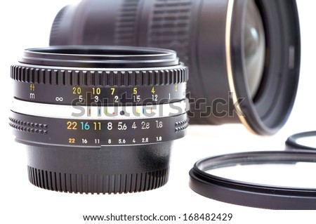 Two lenses isolated on white background 