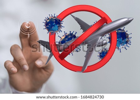 Stop airplane sign. Sign of prohibition flying
