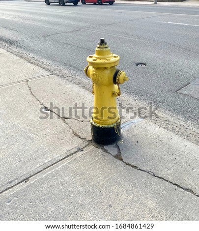 Yellow coloured Fire Hydrant on the road