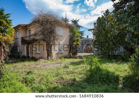 Little Italian city during an epidemic. View of abandoned house in Manzano, Friuli-Venezia Giulia. Italy