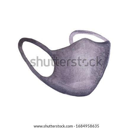 Watercolor respirator, personal protective equipment for medical personnel. Element on a white background. Suitable for healthcare related products.
