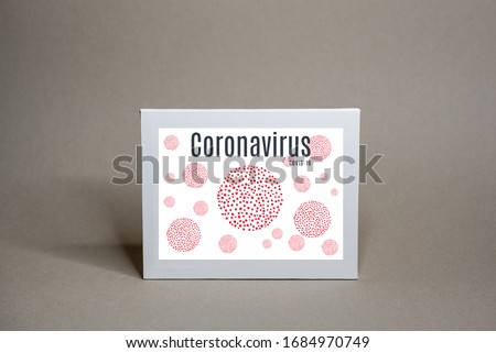 Coronavirus in text along with a graphic illustration of the virus on a white canvas and isolated background. 