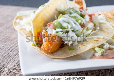 A closeup view of a fish taco.