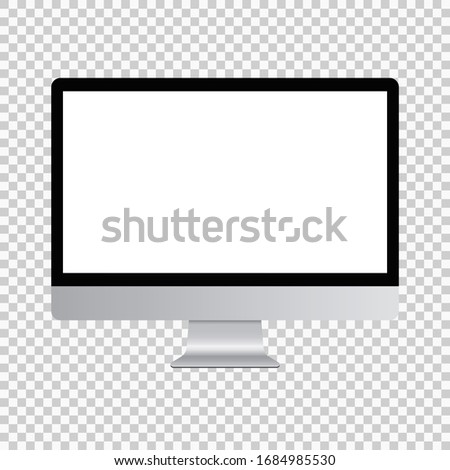 Mockup monitor empty screen front view on isolated background. Realistic Monoblock monitor with a blank screen. Vector EPS 10