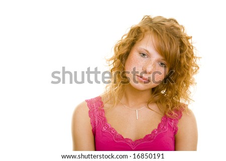 Young redheaded woman looking sad