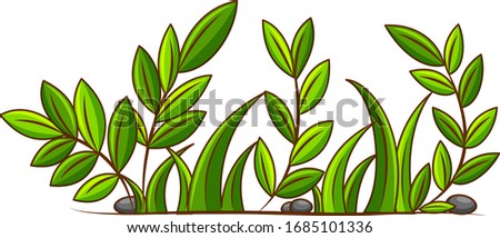 Green leaves and grass in the garden illustration