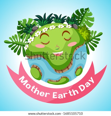 Poster design for mother earth day with smiling earth in background illustration
