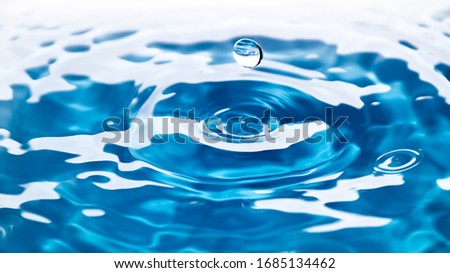 Blue water drop and wave splash background