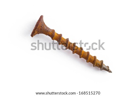 Old rusty screw isolated on white background Royalty-Free Stock Photo #168515270