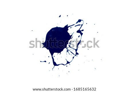 abstract blue ink of stain or splash blue watercolor paint and liquid Ink splash splatter is calligraphy of scatter watermark brush for concept design isolated on white background.
soft focus