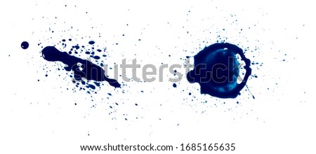 abstract blue ink of stain or splash blue watercolor paint and liquid Ink splash splatter is calligraphy of scatter watermark brush for concept design isolated on white background.
soft focus