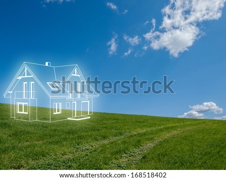 house project on the meadow Royalty-Free Stock Photo #168518402