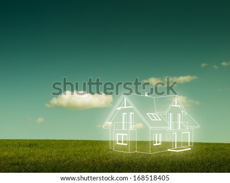 house project on the meadow Royalty-Free Stock Photo #168518405