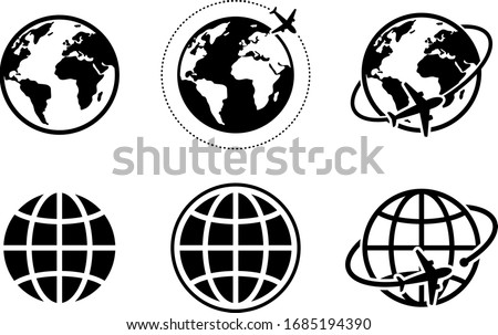 globe and airplane icon of global image