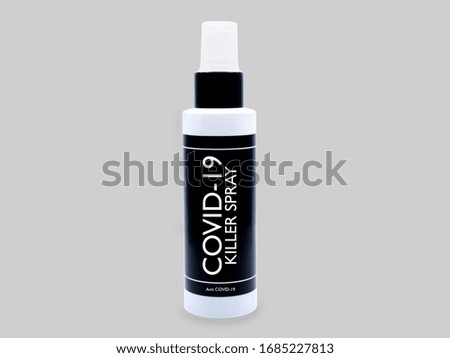 3D illustration White and black tube for spray bottle alcohol, Anti and Kill COVID-19