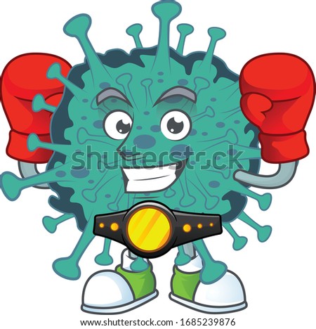 A sporty boxing of critical coronavirus mascot design style
