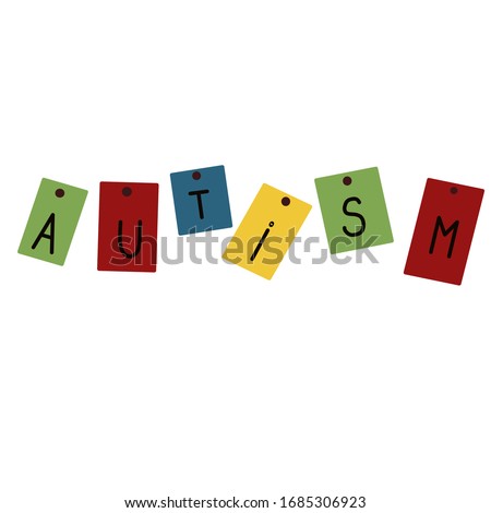 World Autism Awareness Day. Color stickers with letters. April 2 Simple vector illustration.