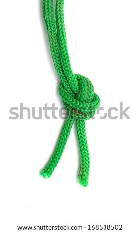 Green rope closeup on white background