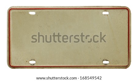 Vehicle License Plate with Copy Space Isolated on White Background. Royalty-Free Stock Photo #168549542