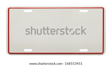 Metal License Plate With Copy Space Isolated on White Background. Royalty-Free Stock Photo #168553451