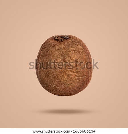 ripe kiwi isolated on brown background	

