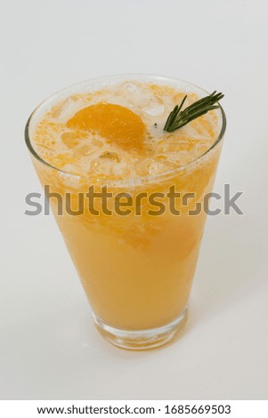 Orange Soda with Ice,isolated on white background