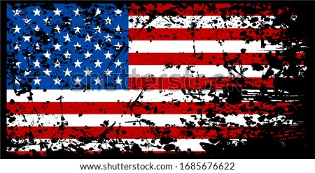 US America Flag Rustic Grunge Distressed Effect Banner Background Vintage Vector Illustration Isolated on Black Background