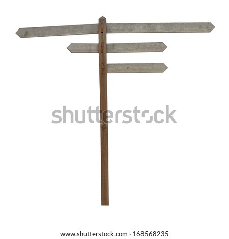 Wooden direction sign with no writing on it 