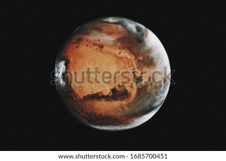 Mars planet, isolated on black.
Elements of this image are furnished by NASA.