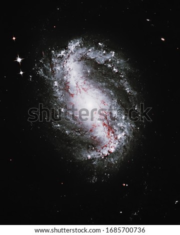Spiral Galaxy Space background. NGC 6217. Elements of this image furnished by NASA. Retouched image. 