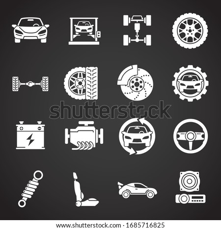 Car tuning related icons set on background for graphic and web design. Creative illustration concept symbol for web or mobile app.