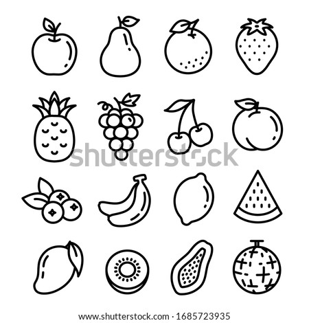 line and  vector illustration of fruits. Royalty-Free Stock Photo #1685723935