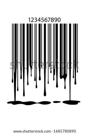 Vector Poster with Dripping Down Product Bar Code. Abstract Creative Sale Concept. Melting Prices Illustration