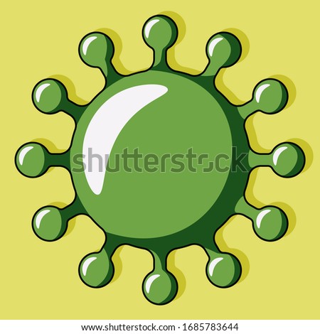 Coronavirus bacteria cell icon clip art on the yellow background