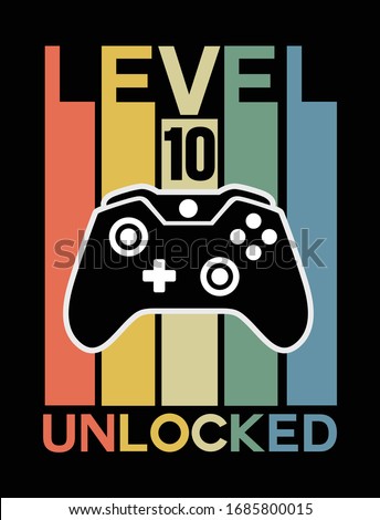 game level unlocked. joystick. boys tees vector graphic design Royalty-Free Stock Photo #1685800015