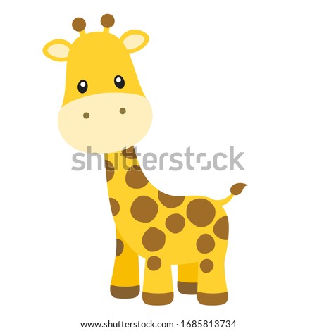 Cute Giraffe Vector Illustration on White