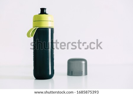  Water drink bottle at sport activity on white background 