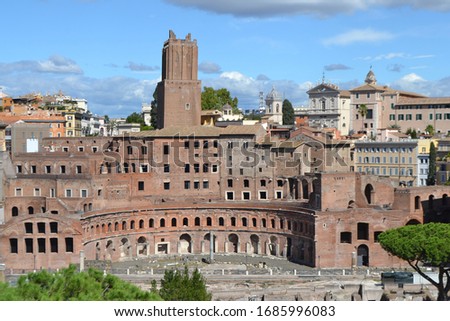 Photo of an archaeological site located in the site center of Rome, Italy.