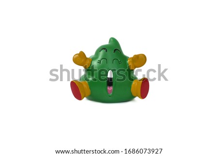 Green funny doll on white backgrounds